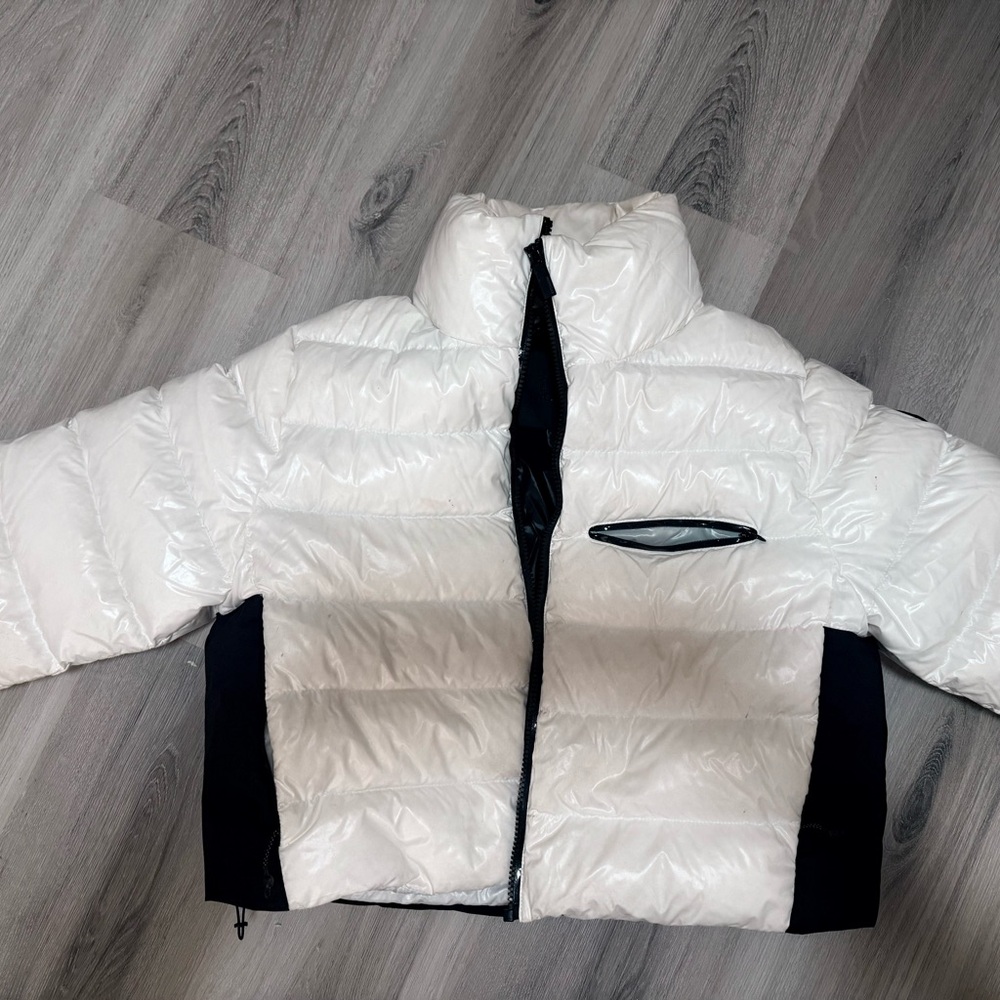 Moncler White and Black Puffer Jacket